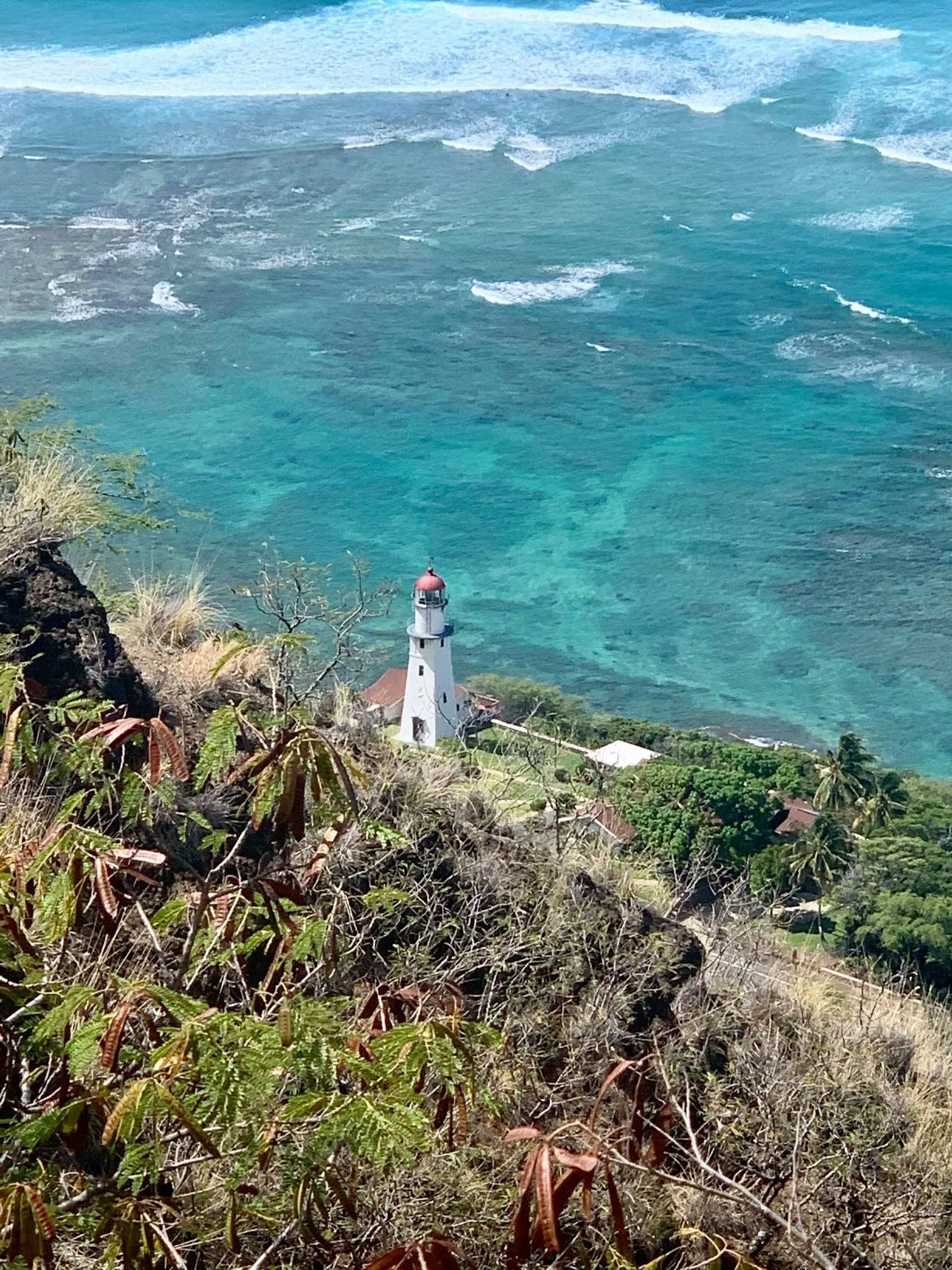 View from the top of Diamond Head Crater, Oahu, Hawaii