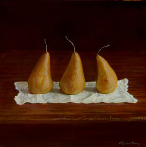 Still Life with Three Pears on a Dolly