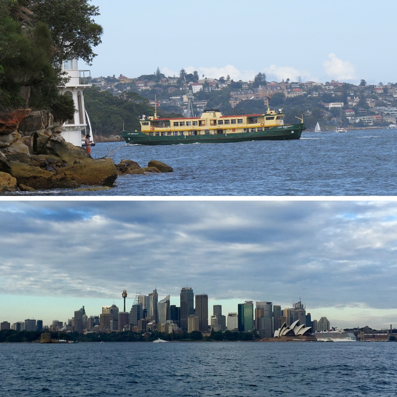 Top: Ferry boat, Bottom: Sydney CBD