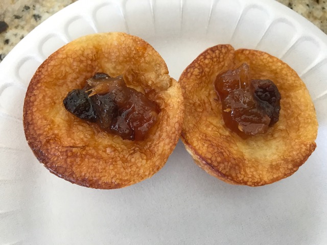 Mini coconut popovers withMelon, apple & pear chutney