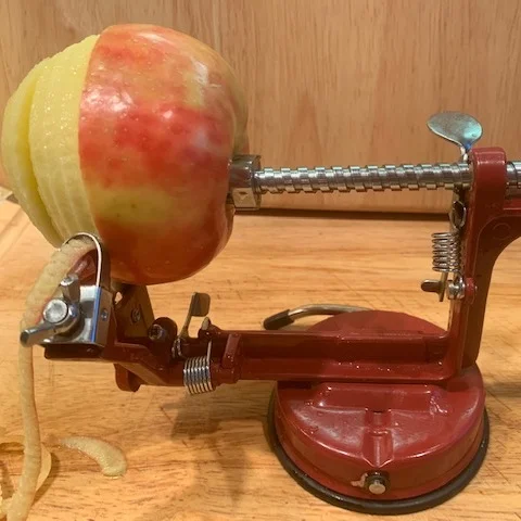 I usually don’t like gadgets, but LOVE this one—a peeler-corer-slicer. Worth every cent.