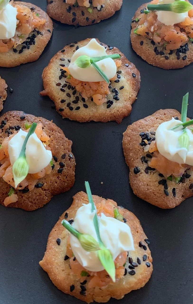 Smoked Salmon on Black Sesame Crisps