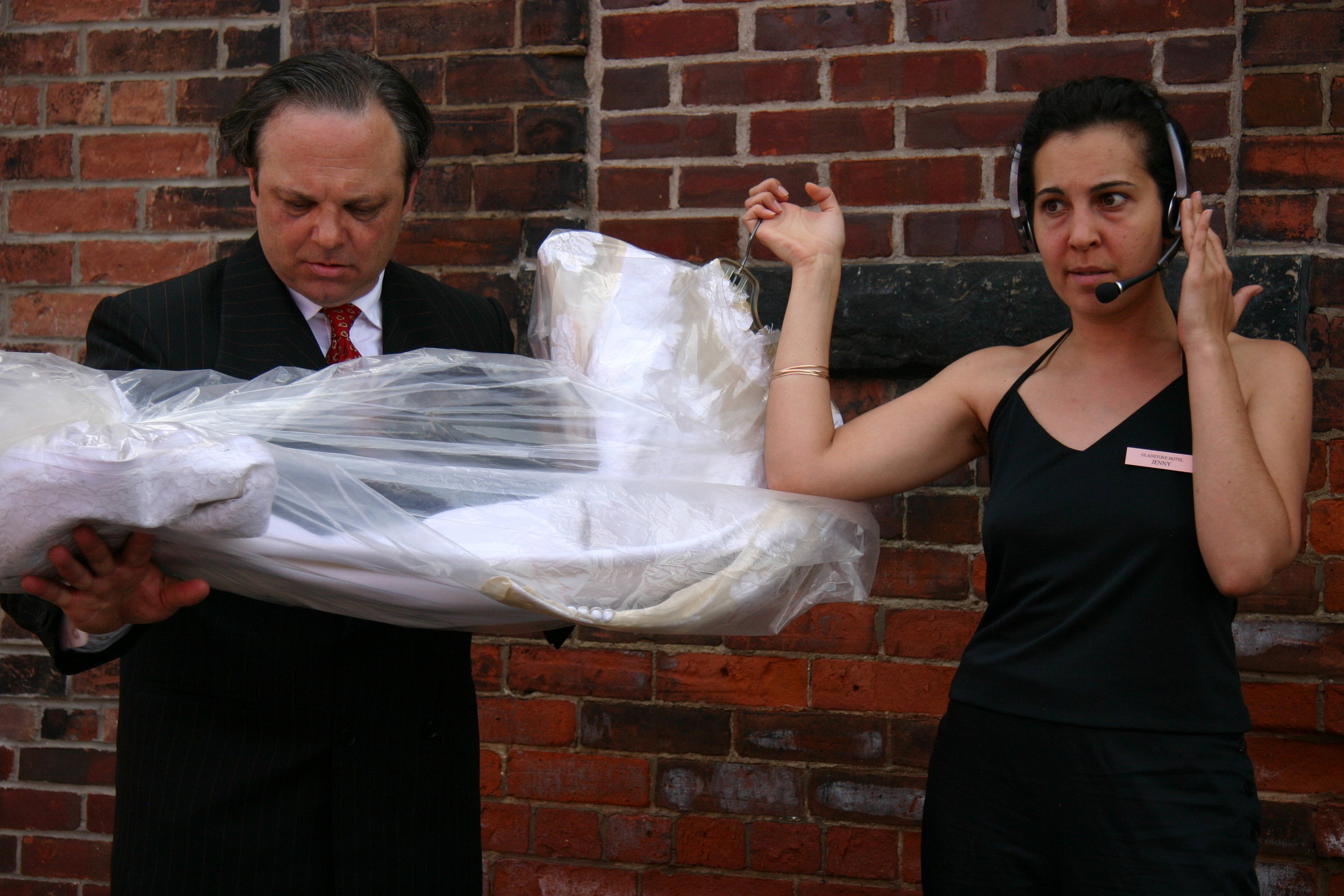  Richard Greenblatt as The Concierge &amp; Aviva Armour-Ostroff as Jenny in  The Tearful Bride  by Rick Roberts 