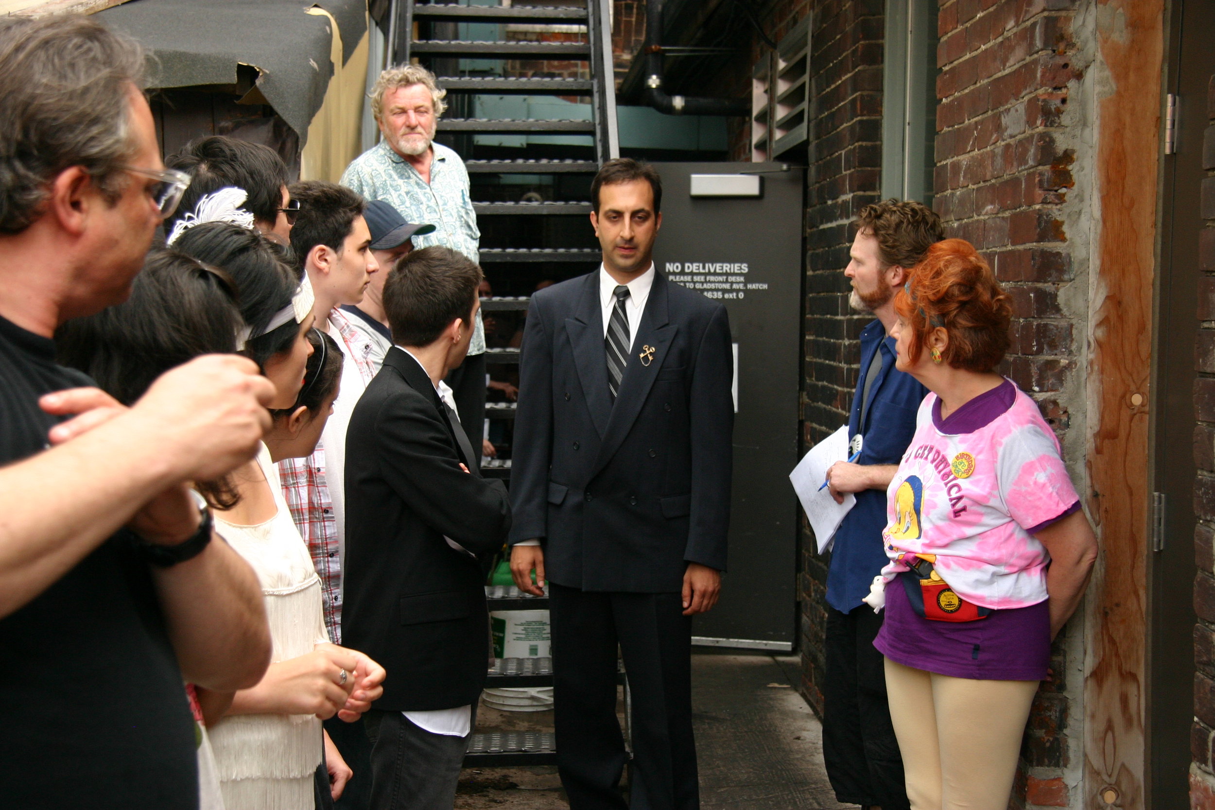  Sanjay Talwar as The Concierge in a dress rehearsal of  The Card Trick  by Brendan Gall, as Director Alan Dilworth and fellow TGV cast members watch on 
