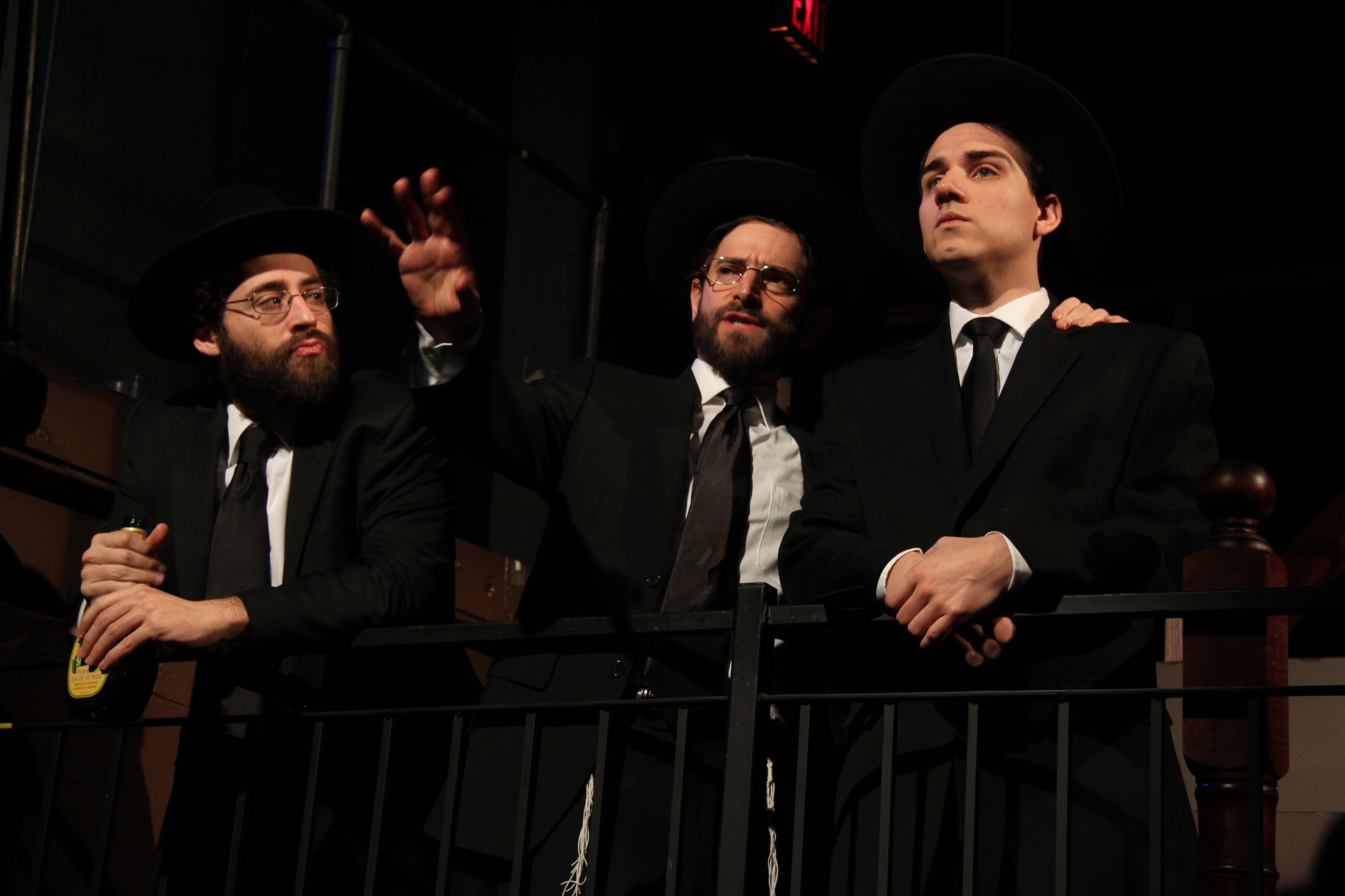  Michael Rubenfeld as Menachem, Jordan Pettle as Ephraim, and Aaron Willis as Chaim in YICHUD (Seclusion) 