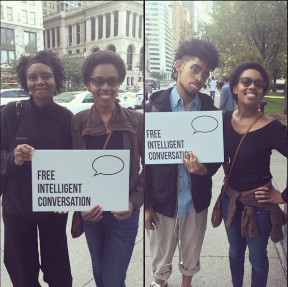 Today I spoke to strangers. I experienced vulnerability, public speaking, and micro expressions. I spoke to drunk people, met someone from Saudi Arabia, and took pictures with the elderly. I looked at amazing art from this young artist's notebook and found an Auntie in this woman. I didn't have Wifi all day. And that was a good thing #FreeIC Givan Hinds Chicago, IL