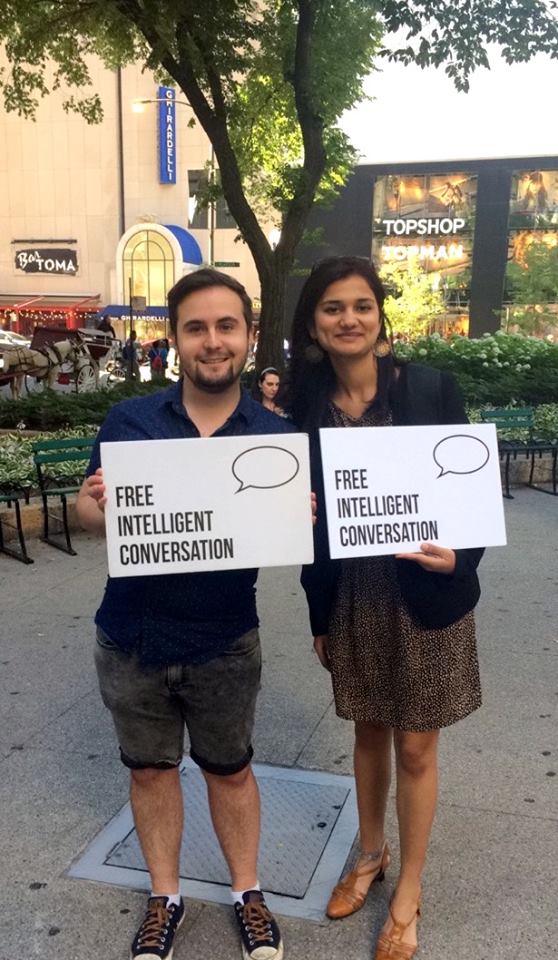 New to the city of Chicago, I was looking for ways to connect with people when I happened to come across FreeIC. It sounded fresh, fun, intelligent and honestly a little intimidating. So one fine Saturday afternoon I took a deep breath & thought to give it a go, what could go wrong? Now if you ask me how was it? I’d say it ended up being one of the ‘most MEMORABLE evening’s’ of my life. The group was friendly, inviting & hooked me up with one of their pro’s & that made me extremely comfortable in the start. I remember standing there for 5 min, a little nervous & wondering to myself ‘what if no one stops by’ & ‘if I was making a fool of myself’. Boy I was surprised! There are so many out there, plenty who have wonderful ideas to share & are just as curious as you are. I ended up having conversations ranging from something as simple as ‘How was your day?’ to ‘living the Caribbean life’ & ‘all about Indian culture’ you’ll be astonished to how much people have to offer. By the end of that session it opened my eyes and gave me an in dept outlook to the fact that just a mere conversation can be so powerful. I applaud their team for coming up with this idea and the guts to implement their movement beyond paper. In closing I’ll say If there’s anything on your bucket list- it should be to try ‘Free-Ic at least once’ Chanpreet Aulakh Chicago, IL
