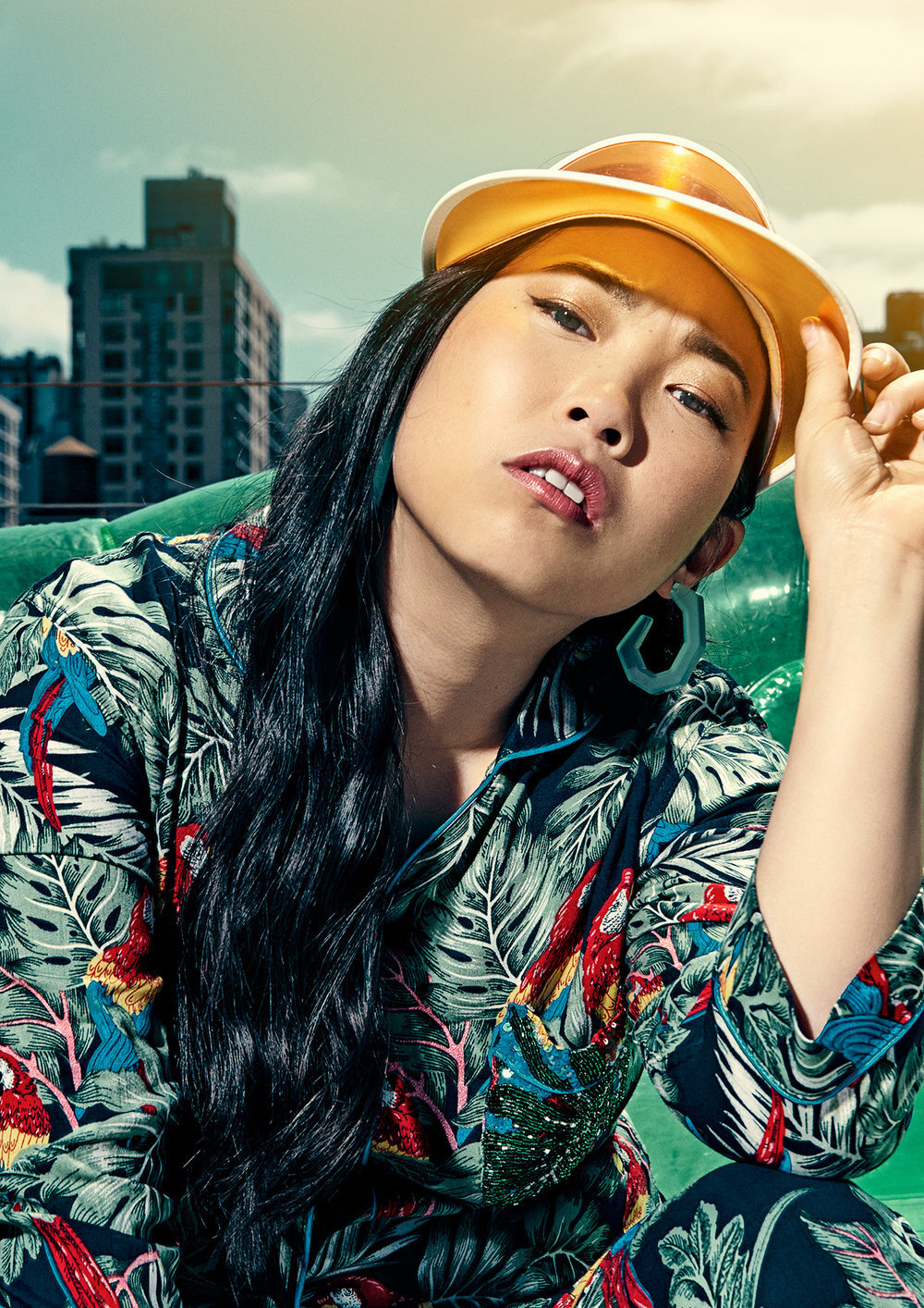   Awkwafina for  Time Out New York . Photography:  Guerin Blask;  Photo editor:  Ann Sullivan;  Prop styling:  Rosemary Gonzalez;  Styling:  Erica Cloud.   (Unpublished)   