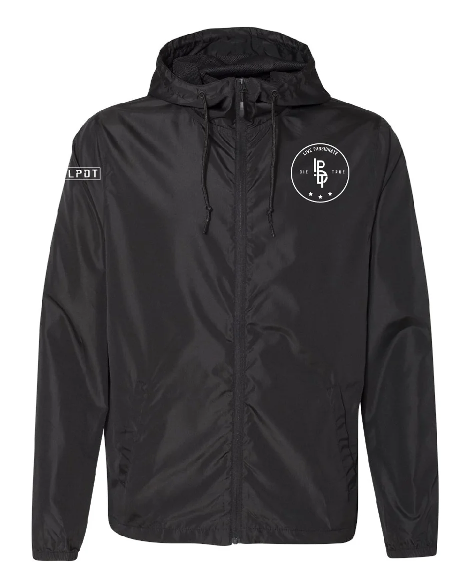 black windbreaker