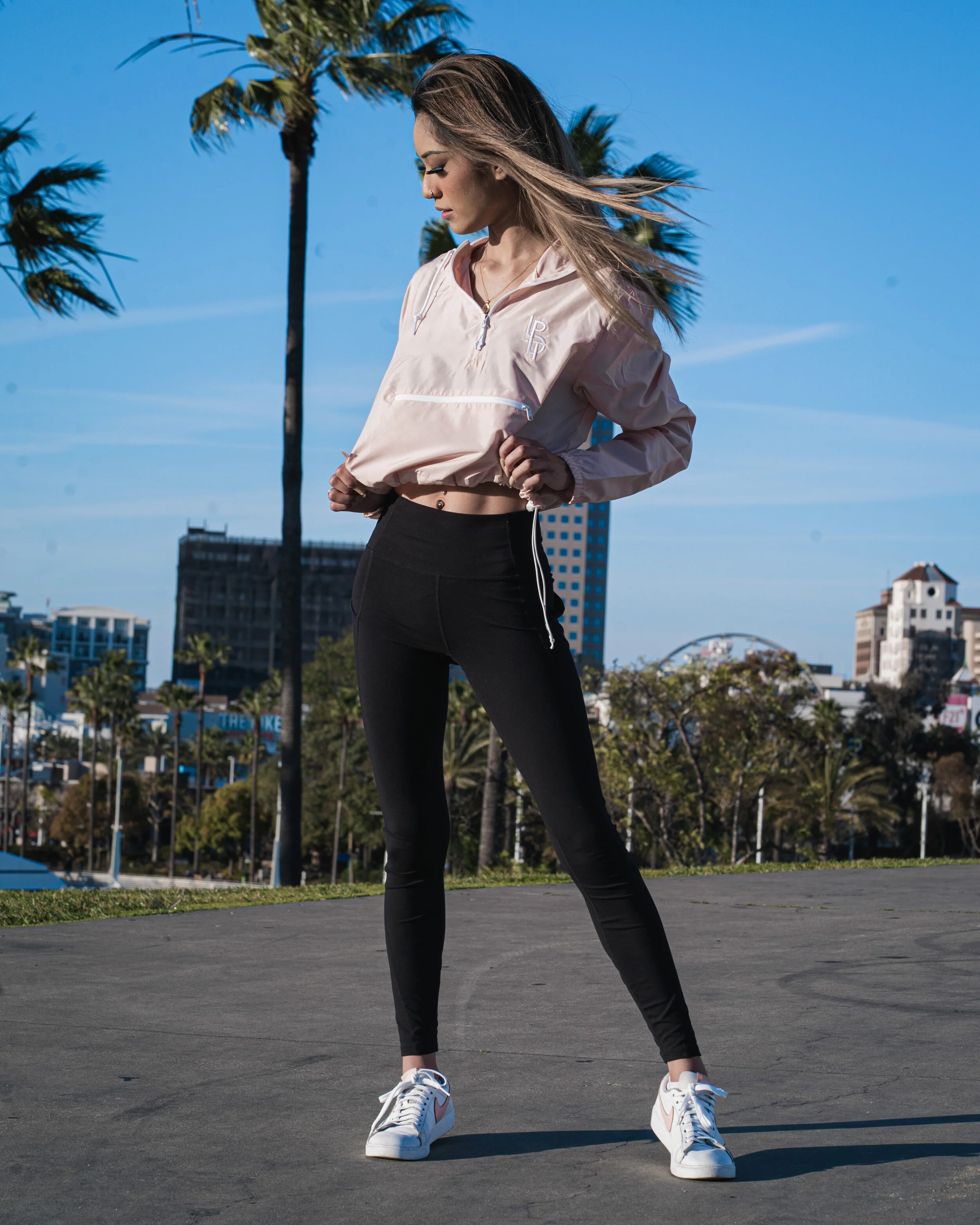 PINK CROP WINDBREAKER JACKET — Live 