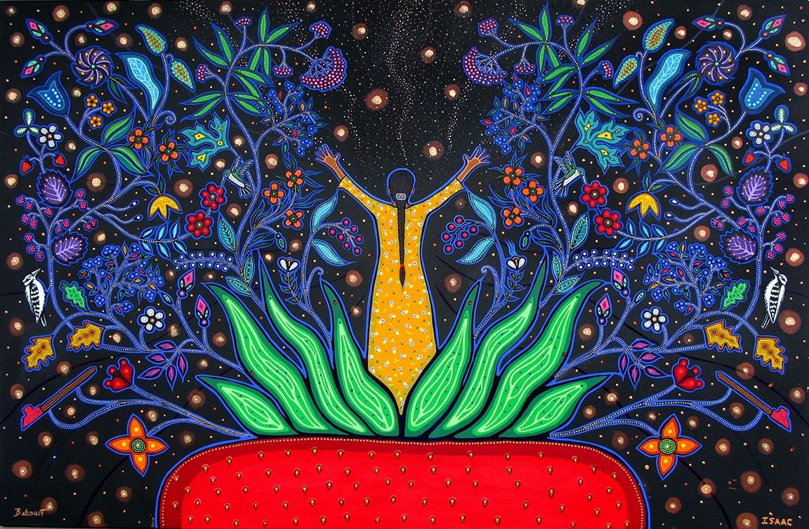 Collaborative artwork by Christi Belcourt and Isaac Murdoch