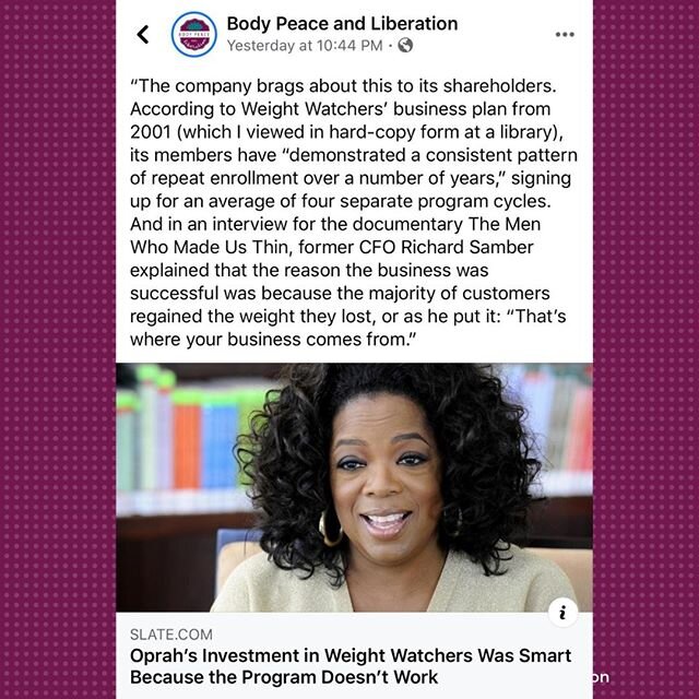 How many times have you &lsquo;started over&rsquo; on Weight Watchers? For me 4 times. Each time ended with being at a higher weight than before. Repeat customers is part of @WW business model. WW is literally banking on you to fail. Evil genius
.
Li