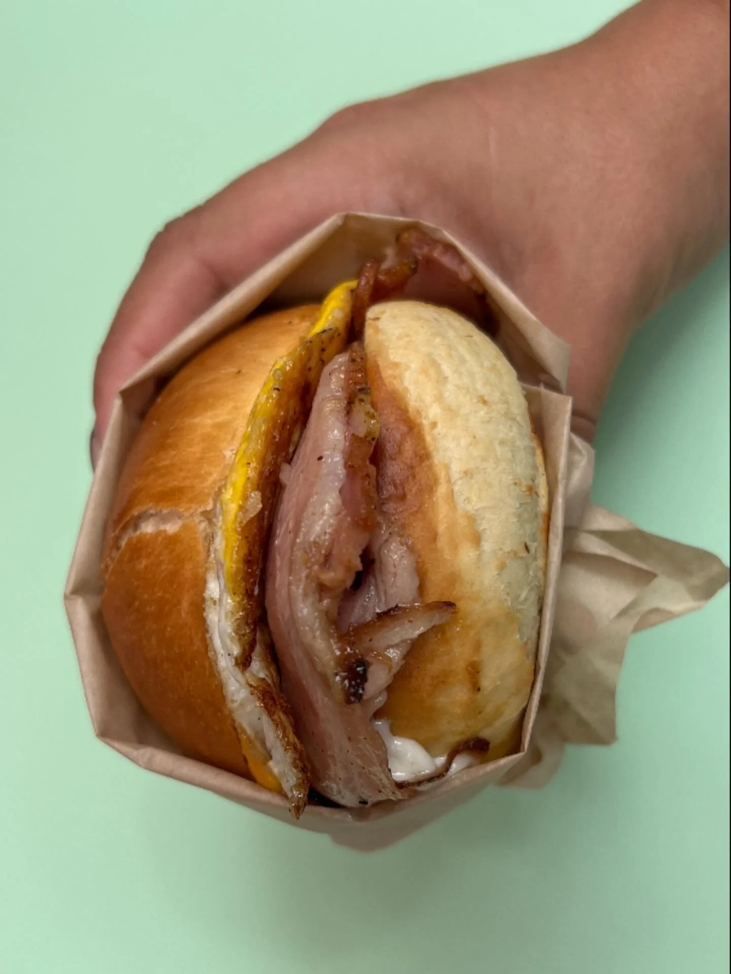Meet our Tocino Ham breakfast sando, new to Kap&eacute;. Sweet, smoky, and slow-roasted in our rotisserie &mdash; our tocino ham takes cues from char siu, bacon, and honey-baked ham then sandwiched between our house made pan de leche. &thinsp;&thinsp