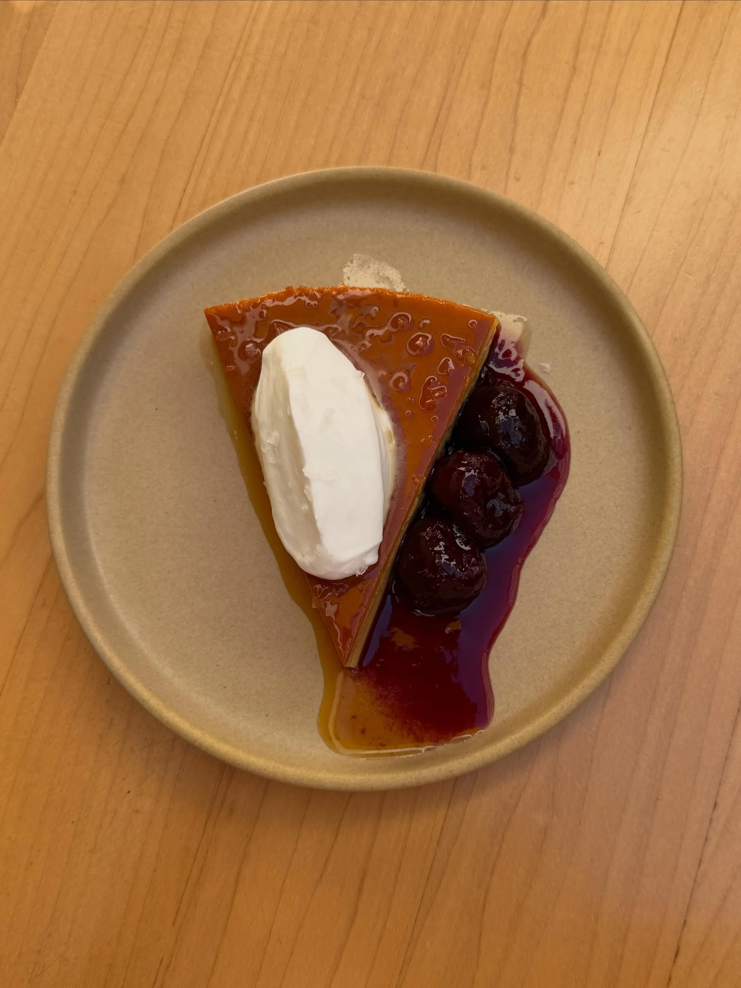 Something sweet for you today and the next and the next... &thinsp;
&thinsp;
LECHE FLAN 🍮 &thinsp;
&thinsp;
custard ~ burnt carmel ~ cr&egrave;me fraiche ~ red wine cherry compote &thinsp;
&thinsp;
Newish on our menu 🍒 &thinsp;
5:30-10pm as always!