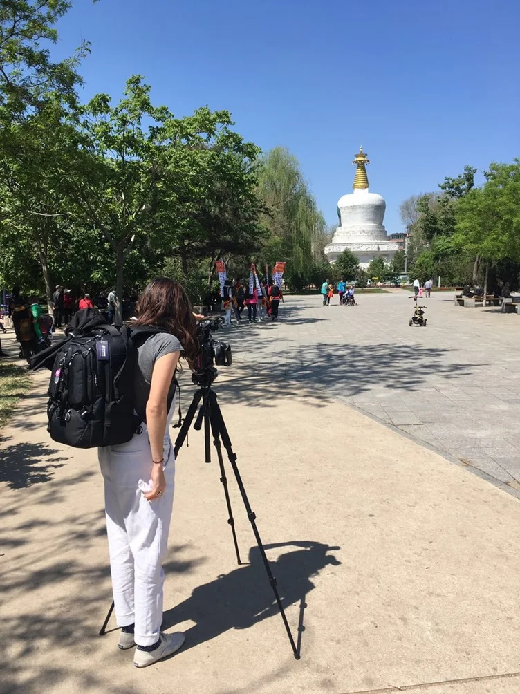 Ruby Carlson documenting the South Pagoda, May 2017 photo credit: Sara Velas
