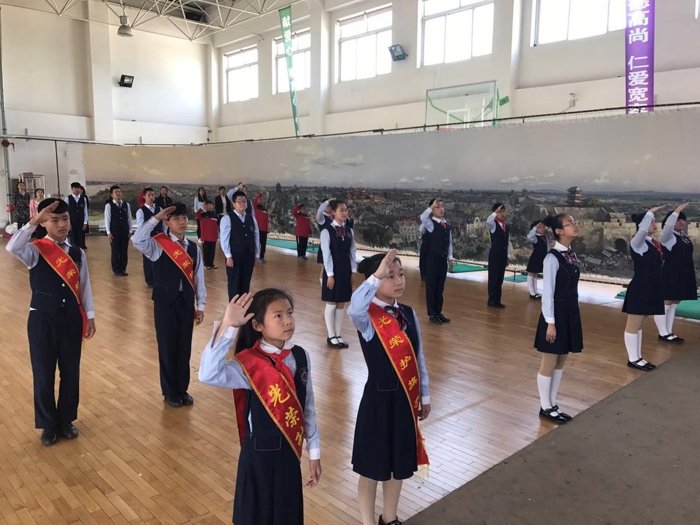  Students at the Tiexi School for the Deaf in the Gymnasium with  Shengjing Panorama , May 2017 