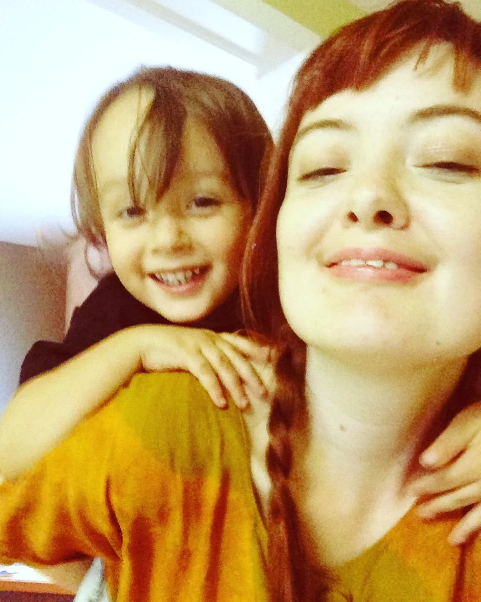 The artist with her son.