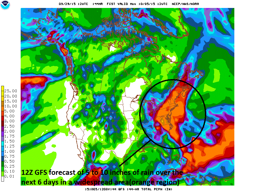 1:00 PM | **Very significant rainfall with a tropical connection continues to threaten the Mid-Atlantic region for later this week and weekend**