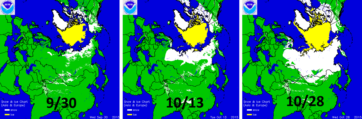 9:30 AM | Substantial increase in Siberian snowpack...bodes well for some cold, snow around here