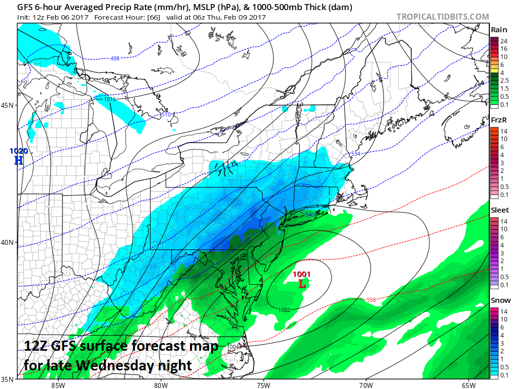12:05 PM *Still monitoring the threat for accumulating snow late Wednesday night/early Thursday morning*