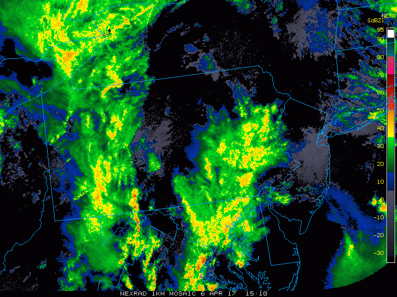 12:30 PM | **Rounds of heavy showers and embedded strong-to-severe thunderstorms this afternoon in the Mid-Atlantic region**