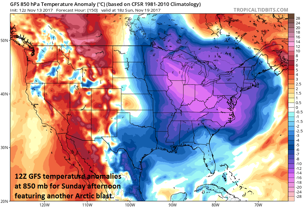 12:20 PM | *Next Arctic blast arrives this weekend in the Mid-Atlantic…Thanksgiving week looks chilly*
