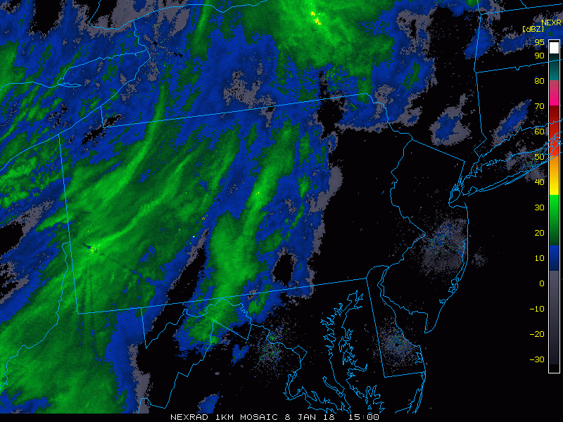 Monday 12:30 PM | *Precipitation closing in on the DC-to-Philly corridor*