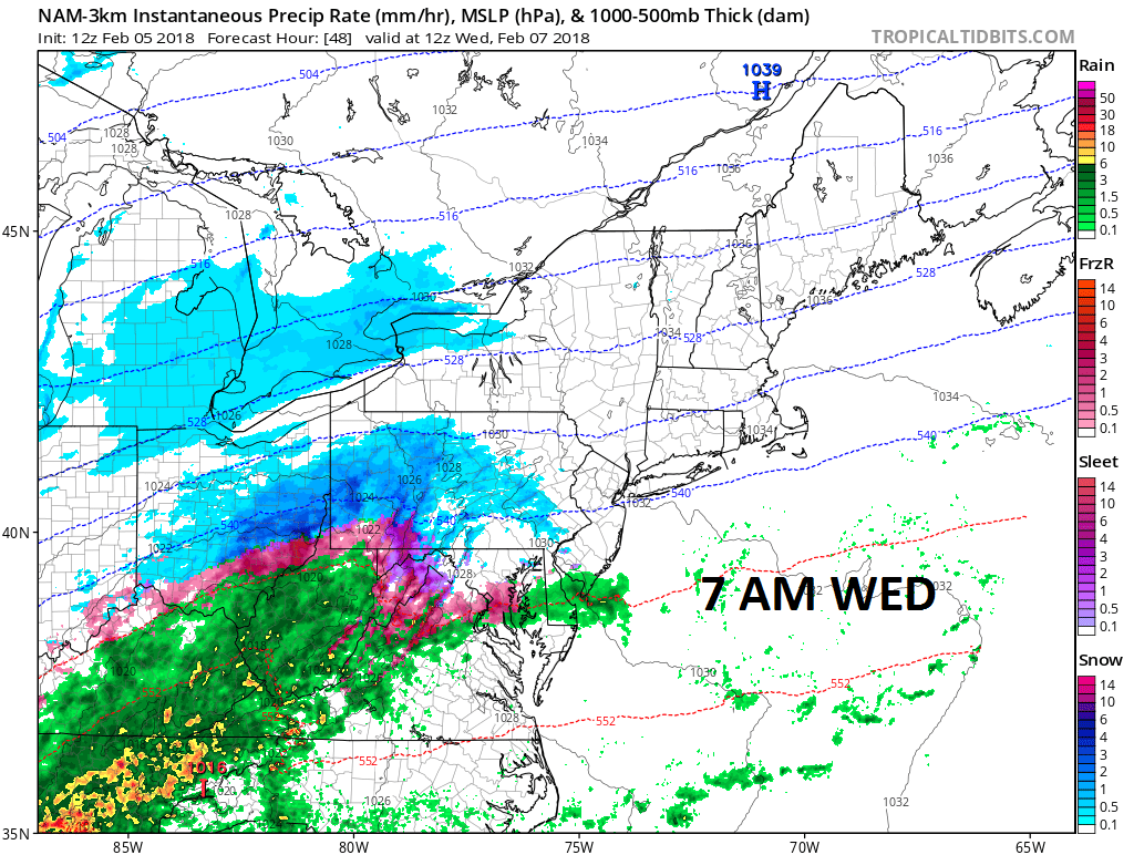 3:00 PM | *Wednesday looks like another day with a combination of snow, ice and rain with possible snow accumulations on the front end in areas north of the PA/MD border*