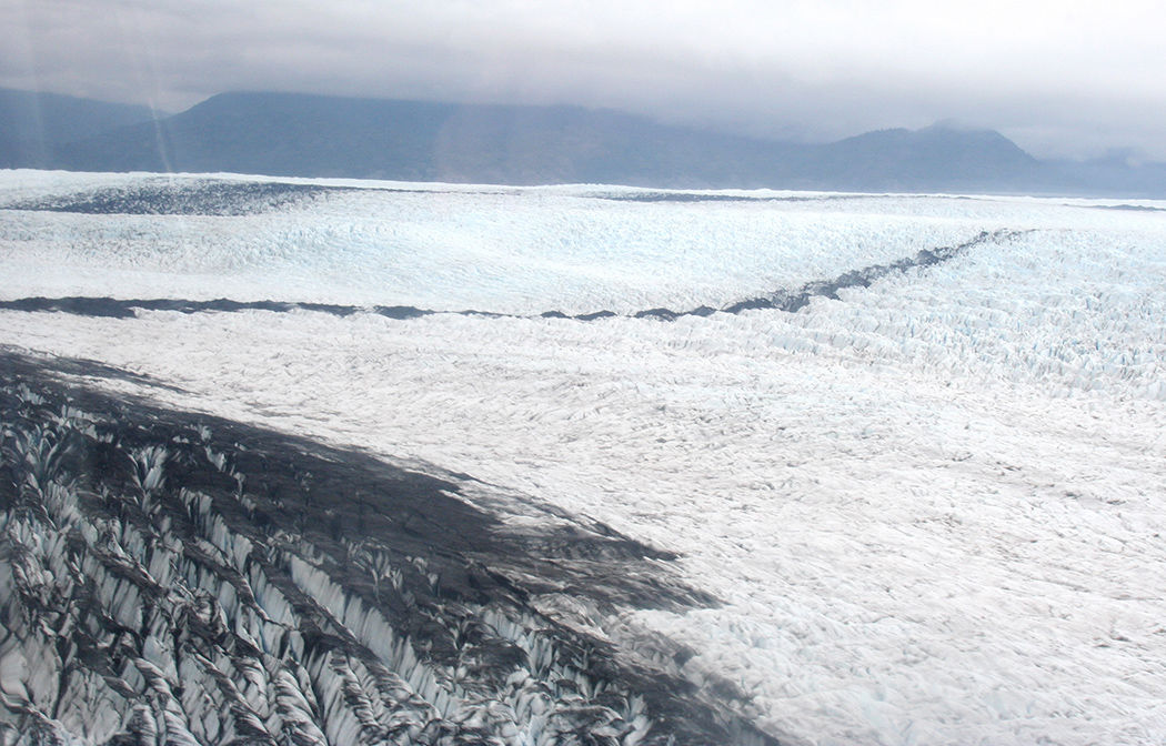 Colony Glacier as seen from a window of a Black Hawk helicopter on Wednesday, June 21, 2017. Courtesy Gary Black/News-Miner
