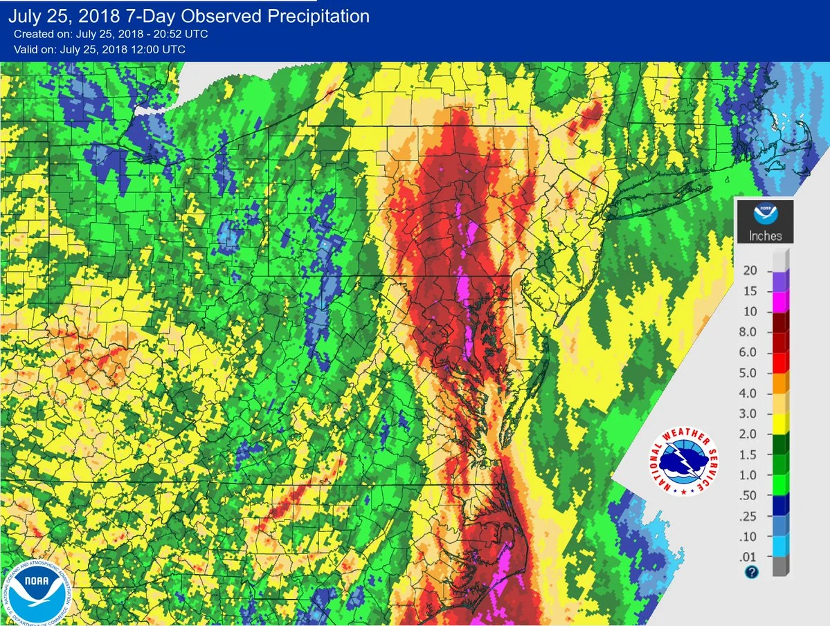 Rainfall estimates for the past 7-days (as of Wednesday morning); courtesy NOAA