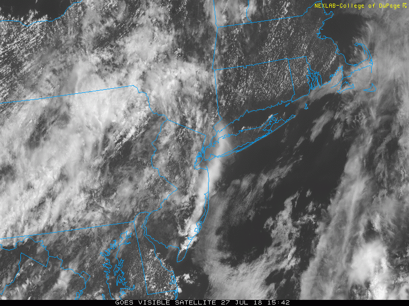 GOES-visible satellite image loop featuring the formation of numerous showers and thunderstorms and an "undular bore" near the tip of southern New Jersey. (courtesy NOAA)