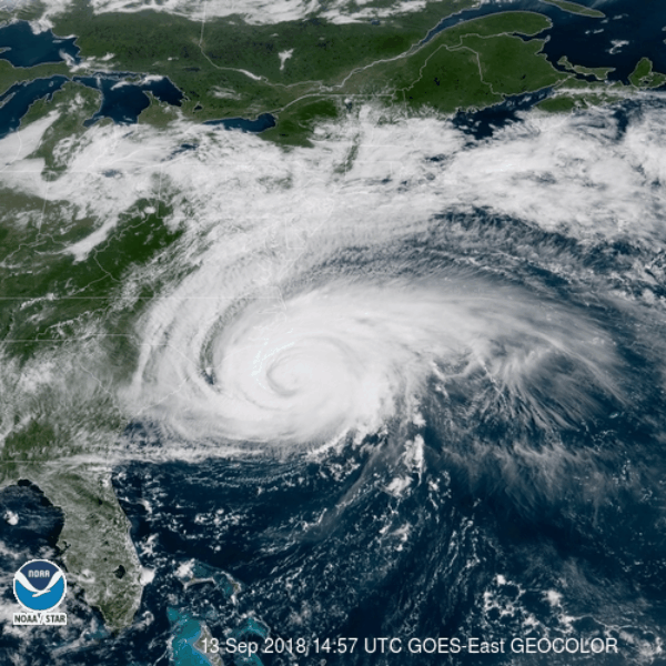 GeoColor: True Color Daytime, multispectral IR at night; courtesy NOAA