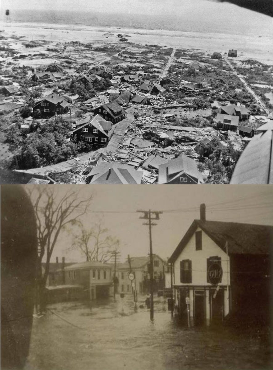 Saltaire, NY flooding damage (top); Mystic, CT flooding damage (bottom)