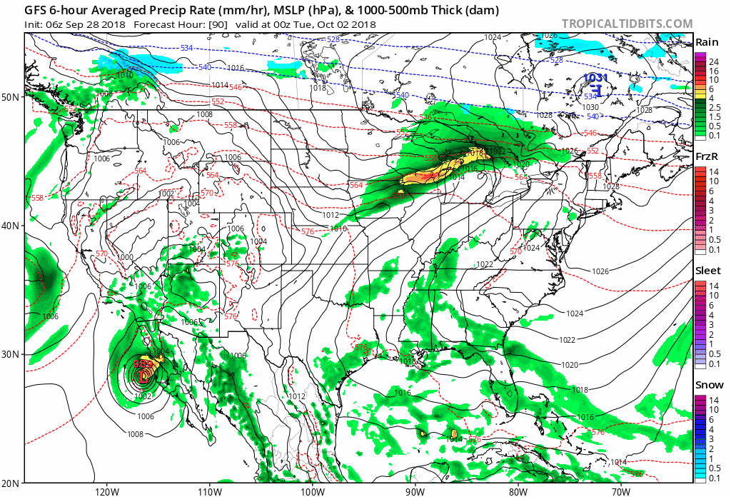 9:30 AM | *Eastern Pacific Hurricane Rosa to soak the Southwest US early next week and its moisture field could actually end up in southeastern Canada*