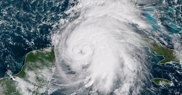 Latest satellite image of Hurricane Michael now a category 1 storm. Courtesy NOAA/GOES