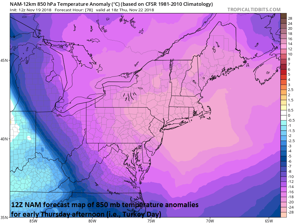 11:30 AM | *The month of November has featured widespread cold across the US and Canada and it looks like it will include one of the coldest Thanksgiving Days ever in the Mid-Atlantic/Northeast US*