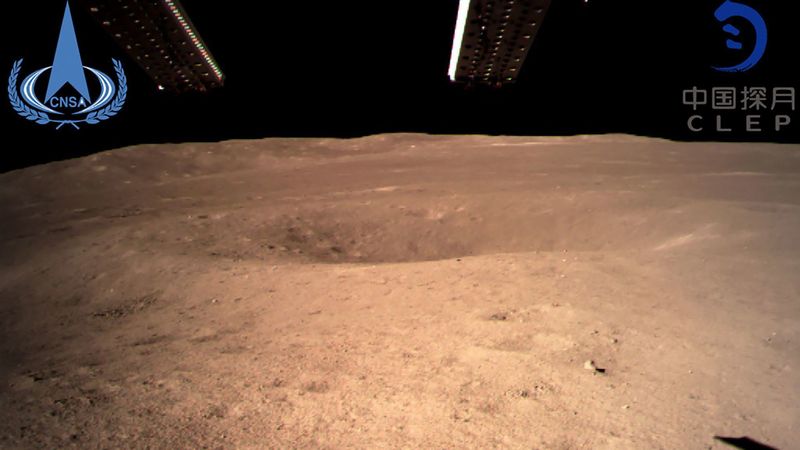 An image taken by the Chang'e-4 probe shows the far side of the moon. (China National Space Administration / AFP/Getty Images)