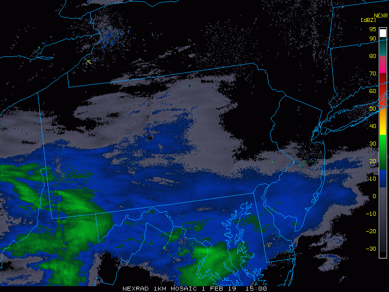 Mid-day radar loop with snow still falling across western PA and West Virginia; courtesy NOAA, College of DuPage