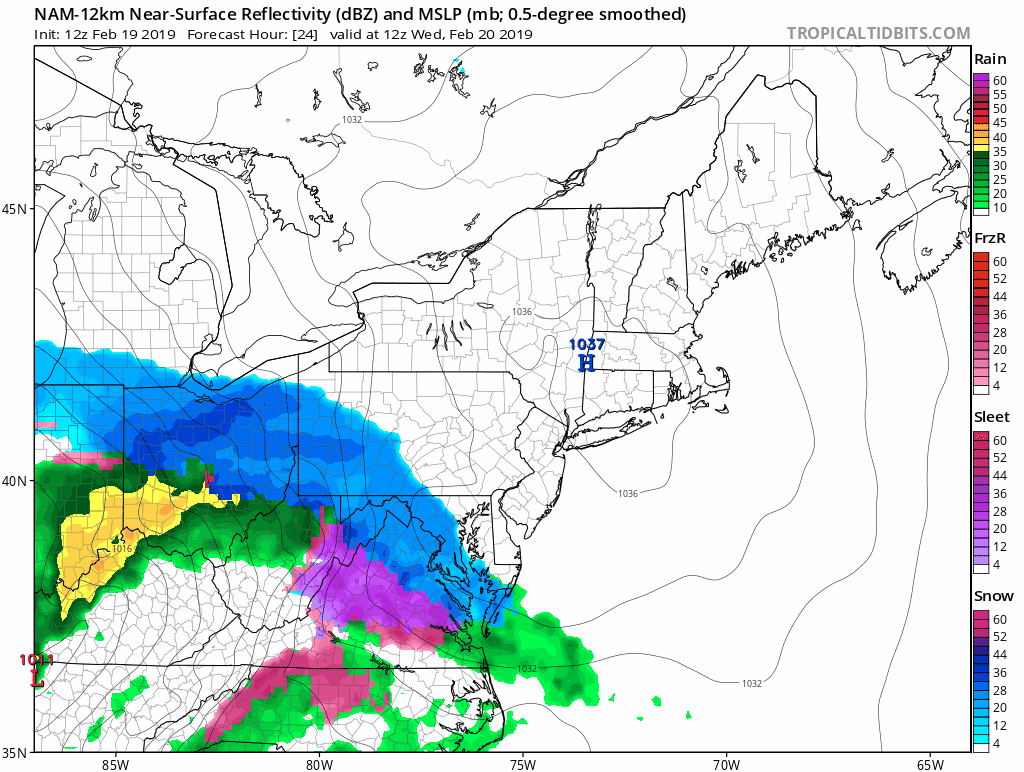 10:30 AM (Tuesday) | ****A major winter storm to produce accumulating snow, ice and rain in the Mid-Atlantic region****