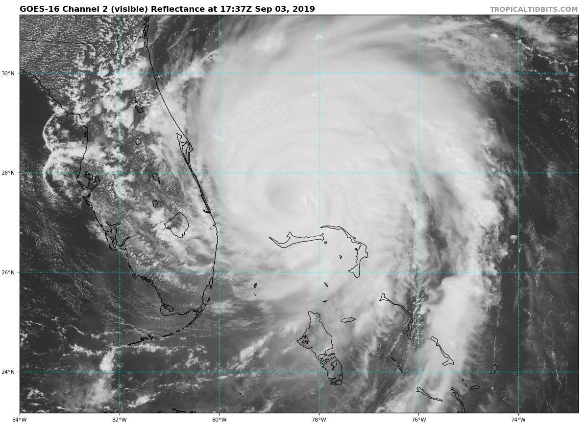1:45 PM (Tuesday) | ****Hurricane Dorian has resumed a slow movement to the northwest...now a category 2 storm****