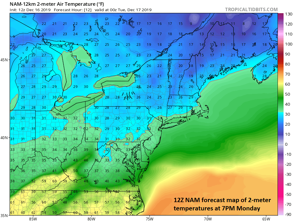 10:45 AM (Monday) | ***An icy mess tonight across much of PA, northern NJ, and NYC…’plain’ rain for the most part in the DC metro region***