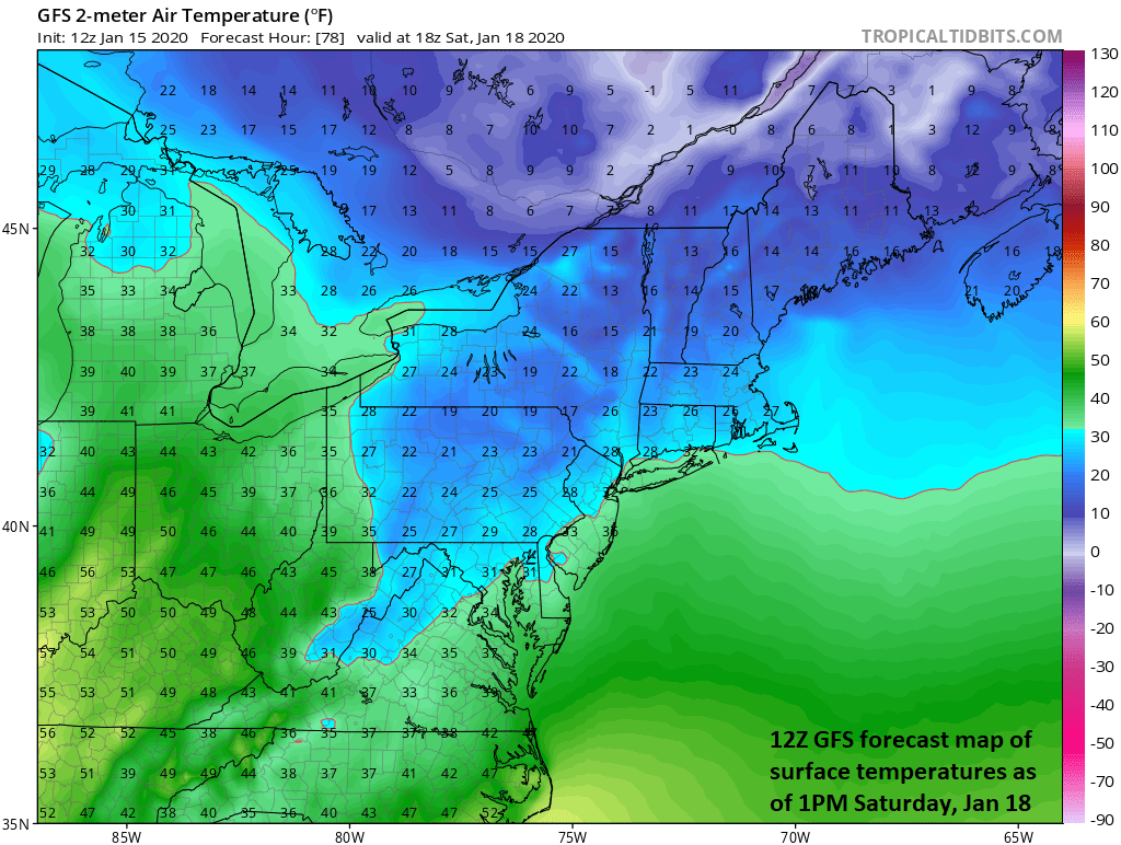 2:00 PM (Wednesday) | **Much colder air arrives tomorrow in the Mid-Atlantic region riding in on strong NW winds…snow-to-ice-to-rain on Saturday with some front end accumulations**