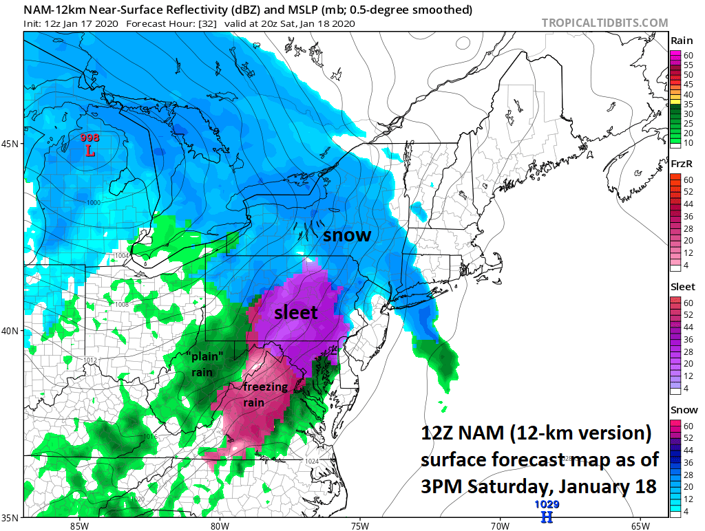 12:20 PM (Friday) | ***Cold, very dry, dense Arctic air paves the way for a wintry mess on Saturday with snow, sleet, freezing rain and some accumulations…watch for slick spots***