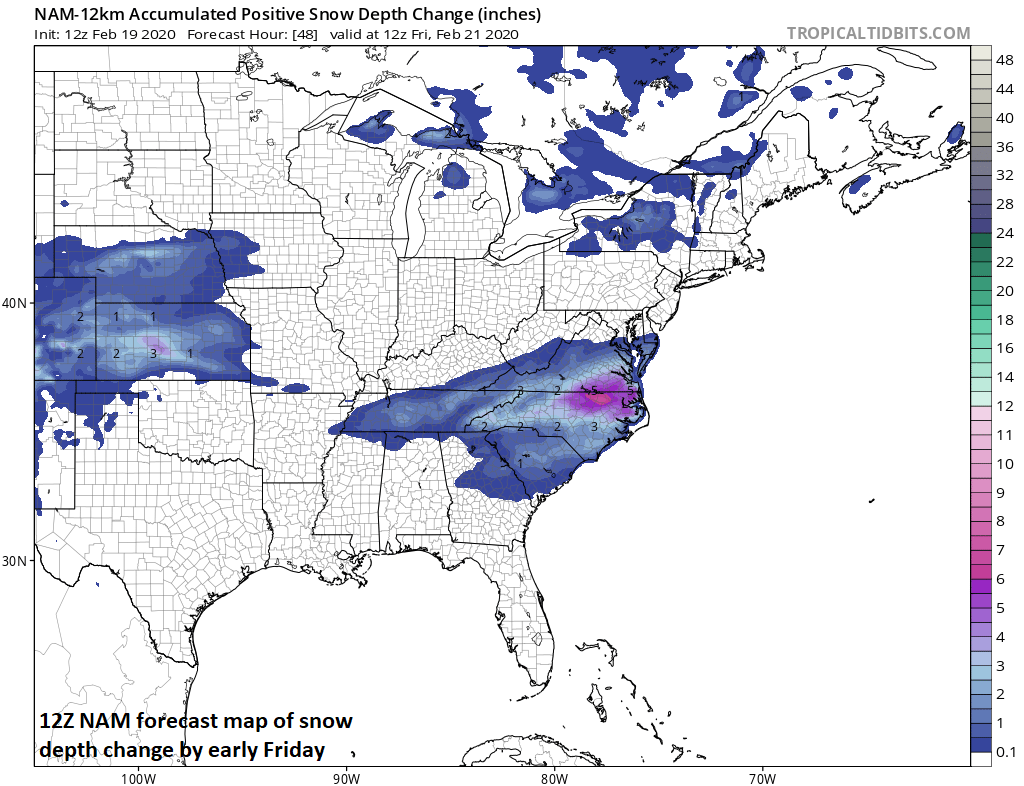 12:20 PM (Wednesday) | *Accumulating snow threat continues for the region from southern Virginia to the Carolinas*