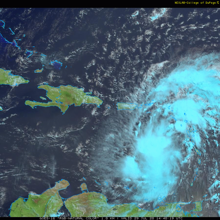 12:50 PM (Wed.) | **Tropical wave reaches the Caribbean Sea...could impact Florida this weekend…moisture from the likely-to-be-named “Isaias” may ride northward along the east coast early next week**