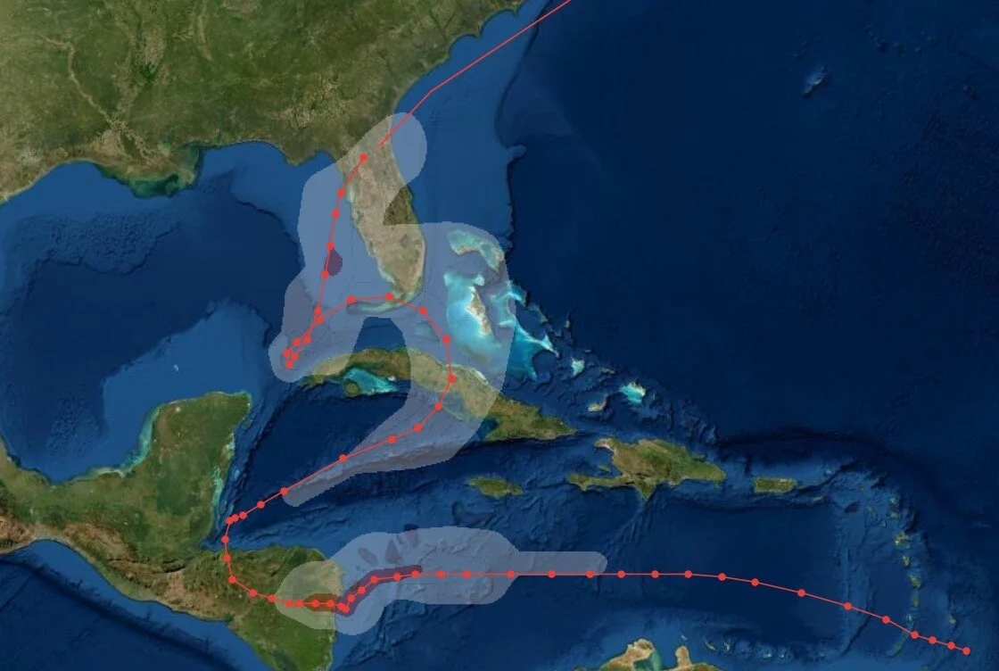 Eta has been alive and kicking for a long time now and has taken quite an interesting path to Florida.