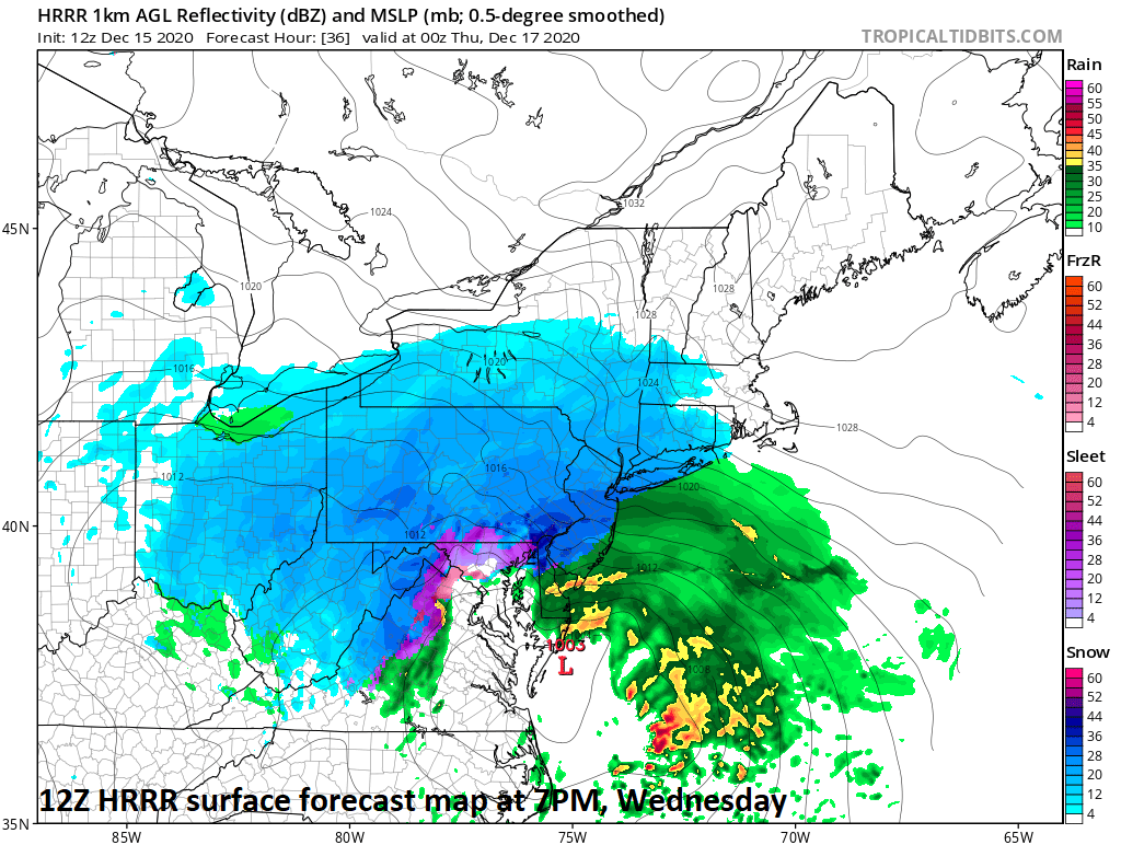 12:00 PM (Tuesday) | *****High impact storm to bring accumulating snow, ice, rain, and strong winds to the Mid-Atlantic/Northeast US from later tomorrow into early Thursday****