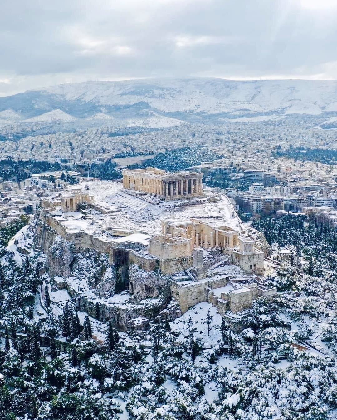 Snow covered Acropolis