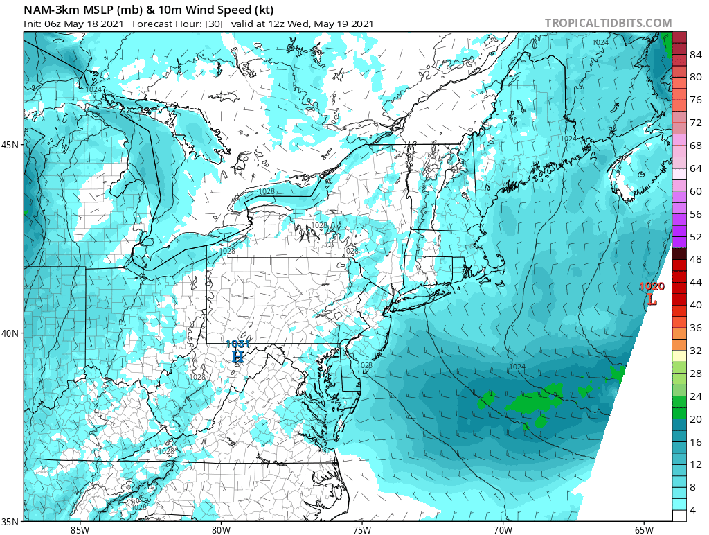 10:15 AM (Tuesday) | *Much warmer weather arrives at mid-week in the Mid-Atlantic region and then back door cool fronts will need to be monitored*