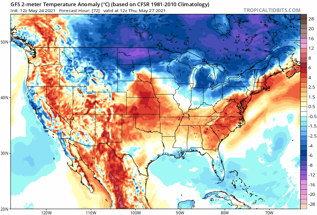 1:30 PM (Monday) | *It could get pretty ugly this Memorial Day weekend in the Mid-Atlantic region…chilly conditions through the weekend as high pressure builds to the north and some rain*
